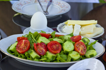fresh and delicious breakfast with the pool	