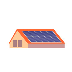 Pv panels on different roofs vector isolated on white background.