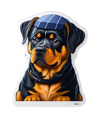 sticker cartoon cute Rottweiler Transparent background, Generative AI