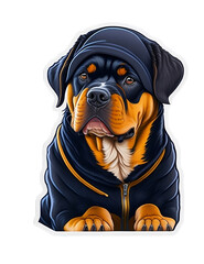 sticker cartoon cute Rottweiler Transparent background, Generative AI