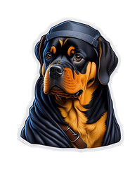 sticker cartoon cute Rottweiler Transparent background, Generative AI