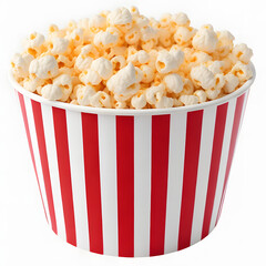 Popcorn in red white striped bucket, AI Generative