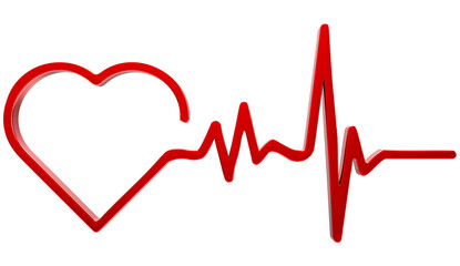 heart and heartbeat icon on transparent background