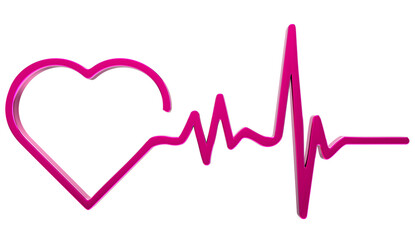 heart and heartbeat icon on transparent background