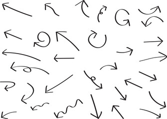 black hand drawn arrow set.Collection of hand drawn isolated arrows