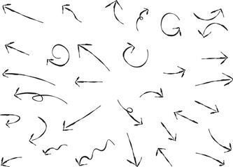 black hand drawn arrow set.Collection of hand drawn isolated arrows