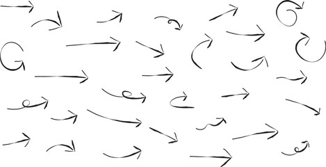 black hand drawn arrow set.Collection of hand drawn isolated arrows