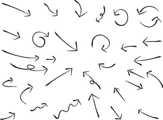 black hand drawn arrow set.Collection of hand drawn isolated arrows