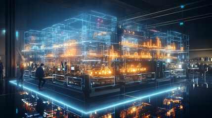 Smart factory - Industry 4.0 - Advanced automation - Machinery - Robotics - Futuristic industrial setting - Innovation - Engineering - Technological advancements - AI generated.