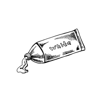recommend clip art: Hand drawn toothpaste vintage  sketch isolated on white background. Vector illustration. Toothache treatment.