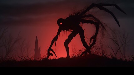 A dark terrifying silhouette of an evil entity. Created with Generative Ai technology.