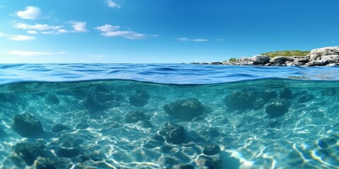 Fototapeta na wymiar Ocean wave blue water background. AI Generated
