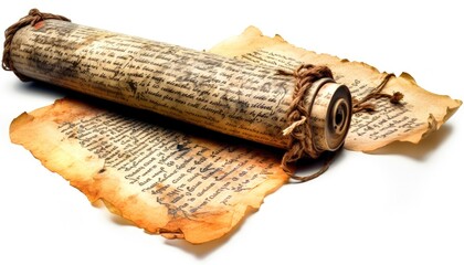 Old parchment manuscript Hebrew text ancient biblical scroll prophets message Generative AI Illustration - obrazy, fototapety, plakaty