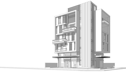 Fototapeta premium 3d render of a modern building