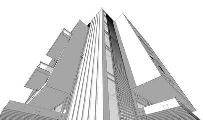 Naklejka premium 3d render of a modern building