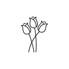 Tulips line icon. Simple flower icon. Vector illustration 