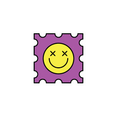 LSD tablet line icon. Liquid lsd impregnated paper, lsd narcotics outline minimalistic icon. Colorful , trippy tablet icon. Vector illustration