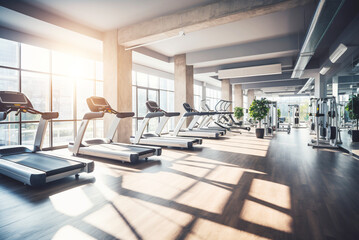 Modern gym interior. A fitness center. Empty room.