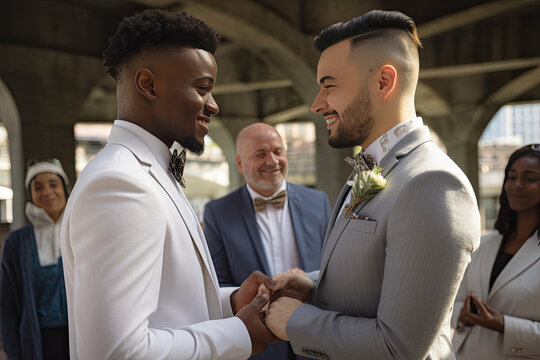 Gay Wedding between two men. AI generative