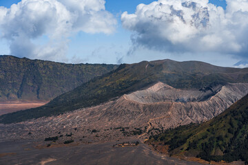 Fototapeta na wymiar Landscape view of mount Bromo with cloudy sky. Mount senaru view, famous java national park