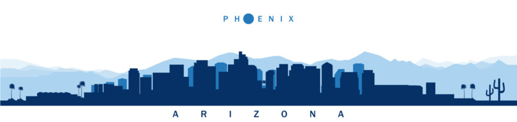 phoenix city skyline vector silhouette arizona USA. - obrazy, fototapety, plakaty