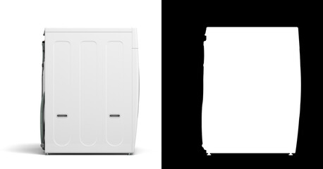new modern washing machine right view 3d render on white with alpha