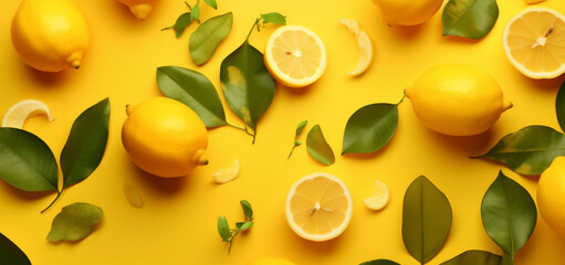 fruit fresh summer isolated background yellow natural healthy lemon juicy food. Generative AI.