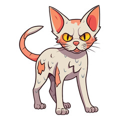 Obraz premium Whiskers and Wonder: Adorable 2D Illustration of a Devon Rex