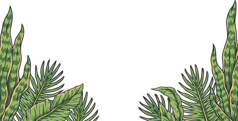 Tropical summer exotic leaves and plants for text design © Casoalfonso
