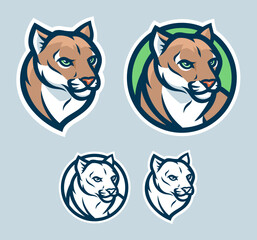 Fototapeta na wymiar Cougar head emblem with four variations. 