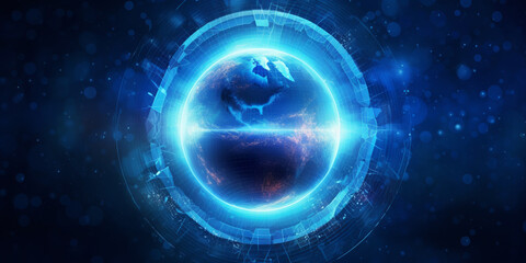 Futuristic blue earth abstract technology background
