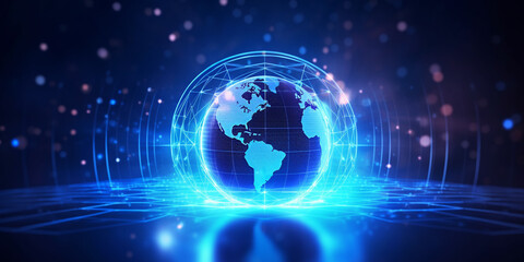 Obraz premium Futuristic blue earth abstract technology background