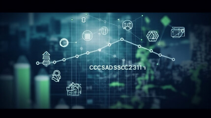 Naklejka premium Carbon credit or CO2 trading market. Carbon tradable certificates for buy-sell. Business and environment sustainable. industry and company Reduc of carbon emissions to Net zero , Generative Ai