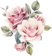 Rose flowers bouquet watercolor. Generative AI
