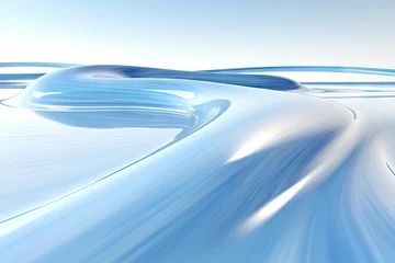Foto op Aluminium Futuristic landscapes of fluid white and blue curved lines. © AnyPic289