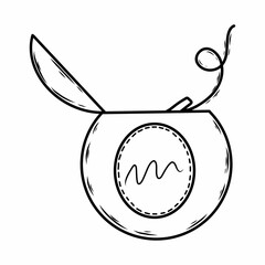 Dental floss. Vector doodle illustration. Dentistry and hygiene.