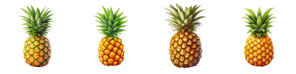 Pineapple clipart collection, vector, icons isolated on transparent background - obrazy, fototapety, plakaty
