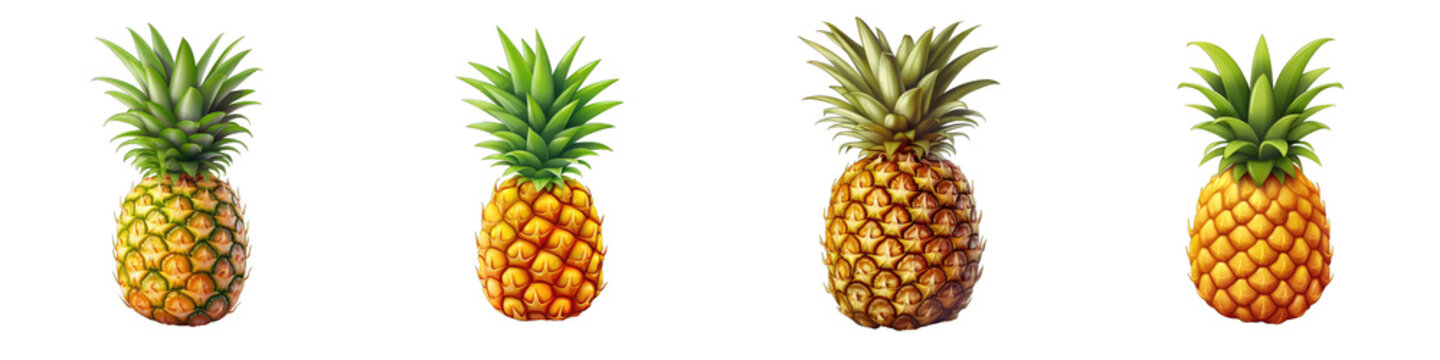 Pineapple clipart collection, vector, icons isolated on transparent background