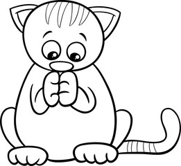 cartoon tabby kitten animal character coloring page