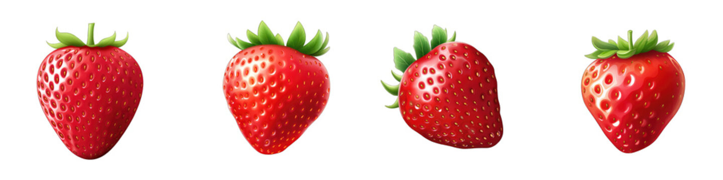 Strawberry clipart collection, vector, icons isolated on transparent background