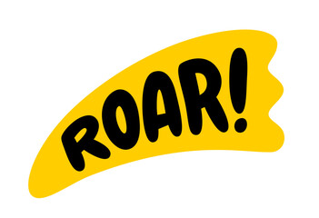 Estores personalizados infantiles con tu foto ROAR text. Vector word Roar dino sound. Roar Speech bubble logo. Printable graphic tee. Hand drawn quote. Doodle phrase. Vector illustration for print on shirt, card, poster. Barking. Angry sound