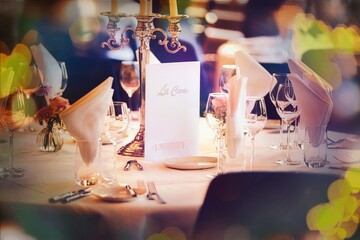 prepared luxurious table at expensive restaurant