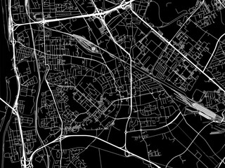Vector road map of the city of  Venissieux in France on a black background.