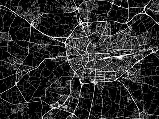 Vector road map of the city of  Rennes in France on a black background.