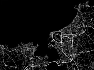 Vector road map of the city of  Saint-Malo in France on a black background. - obrazy, fototapety, plakaty