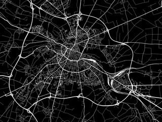 Vector road map of the city of  Amiens in France on a black background.