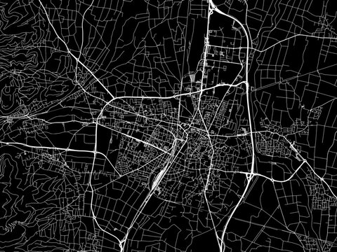 Vector road map of the city of  Colmar in France on a black background.