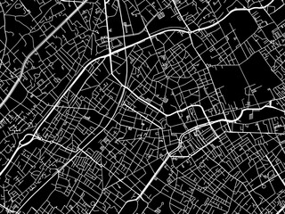 Vector road map of the city of  Roubaix in France on a black background.