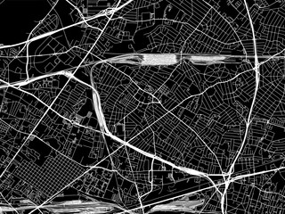 Vector road map of the city of  Drancy in France on a black background.