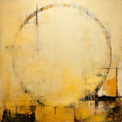  textured gritty abstract empty circles and pale yellow soul brush